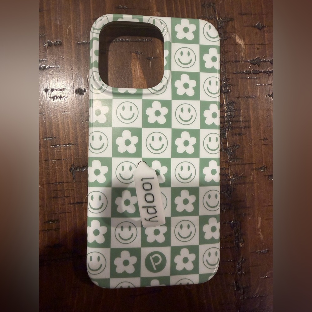 Loopy Case Green and White Smiley Flower Phone Case
